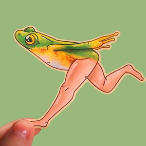 Frog with Legs Sticker Vinyl Sticker Stationery Waterproof Weird Frog Sticker Laptop Sticker aoyuna image 3