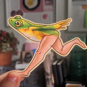 Frog with Legs Sticker Vinyl Sticker Stationery Waterproof Weird Frog Sticker Laptop Sticker aoyuna image 2