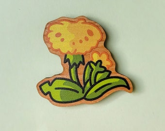 Dandelion – Wooden Pin – Pin Badge – Floral – Cottagecore – aoyuna