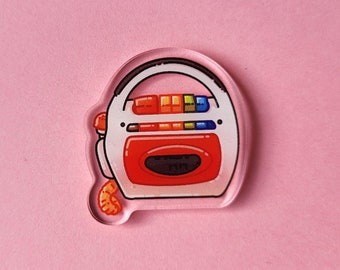 90s Cassette Recorder – Acrylic Pin – Pin Badge – Nostalgia – Kids toy – aoyuna