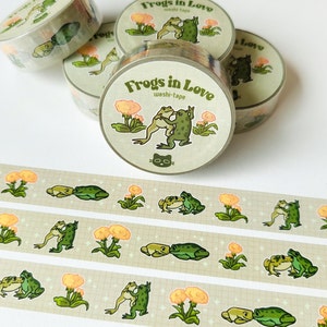 Frogs in Love – WashiTape – Scrapbooking – Removable – Froggy – Kawaii – Tapes – aoyuna