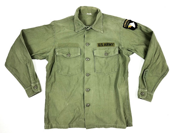 Vintage OG-107 Sateen US Airborne Military Shirt - image 1