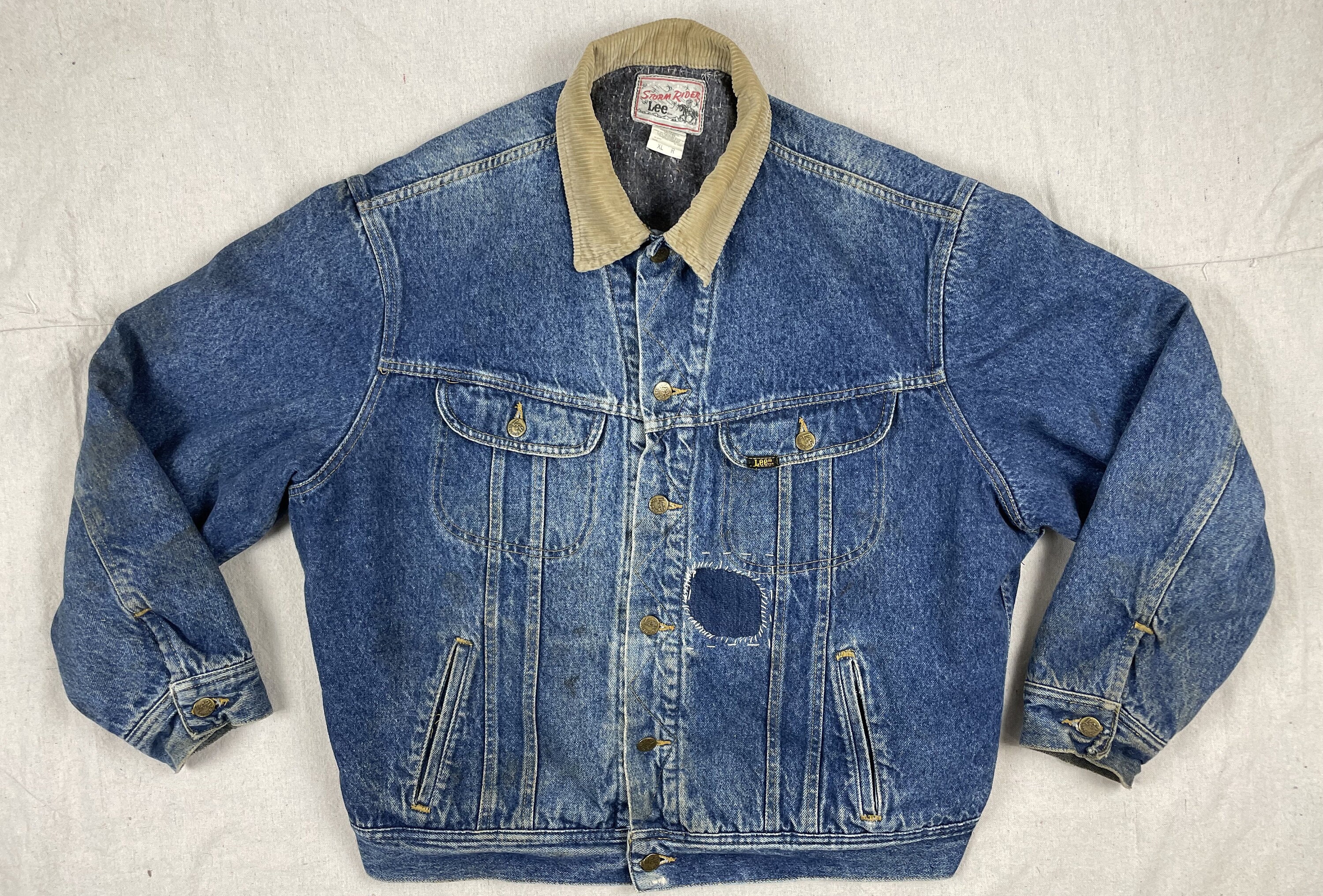 Reclaimed Vintage oversized padded denim jacket with cord collar