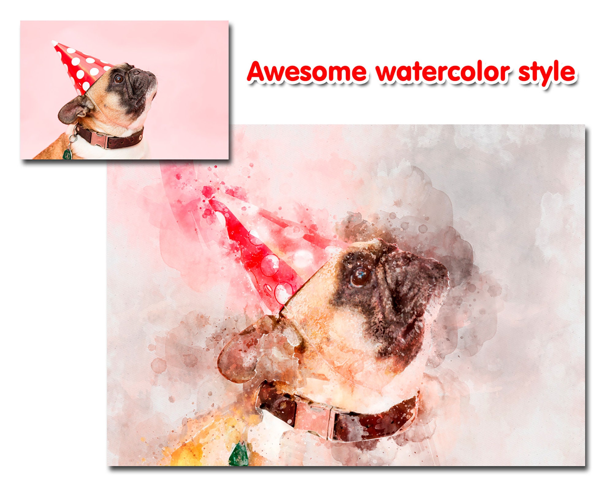 Bulldog Paint Pattern Print Hooded Blanket