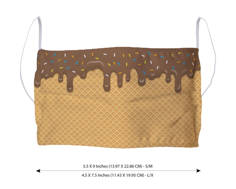 Chocolate Ice Cream Face Mask With Adjustable Ear Loops, Reusable