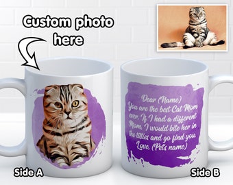 Custom Cat Mug; Personalized Pet Mug; Cat Mom Mug; Cat Dad Mug; Personalized Cat Mug; Pet Photo Mug; Funny Cat Mug; Cat Portrait Mug