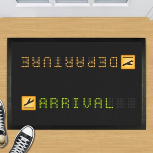 Arrival Departure Doormat, The Airport Welcome Mat, Pilot Gift, Traveler gift