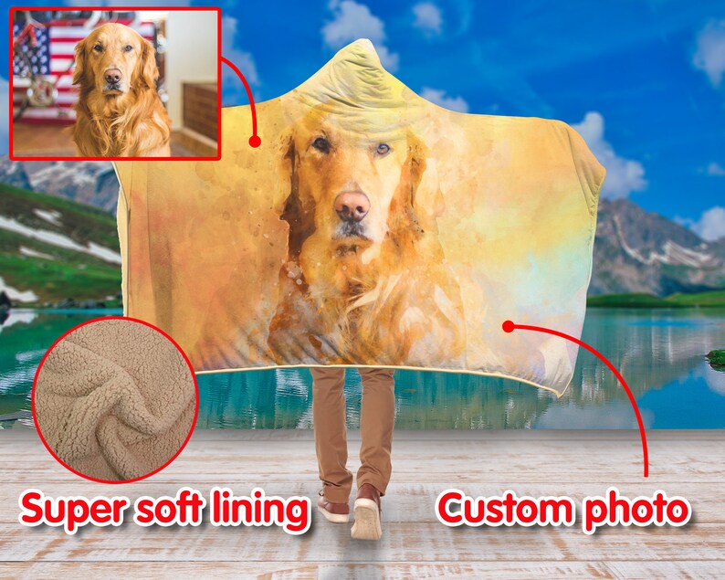 Custom Blanket With Picture Hooded Blanket Custom Dog Etsy