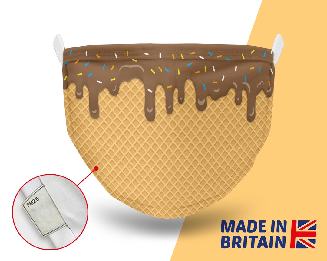 Chocolate Ice Cream Face Mask With Adjustable Ear Loops, Reusable