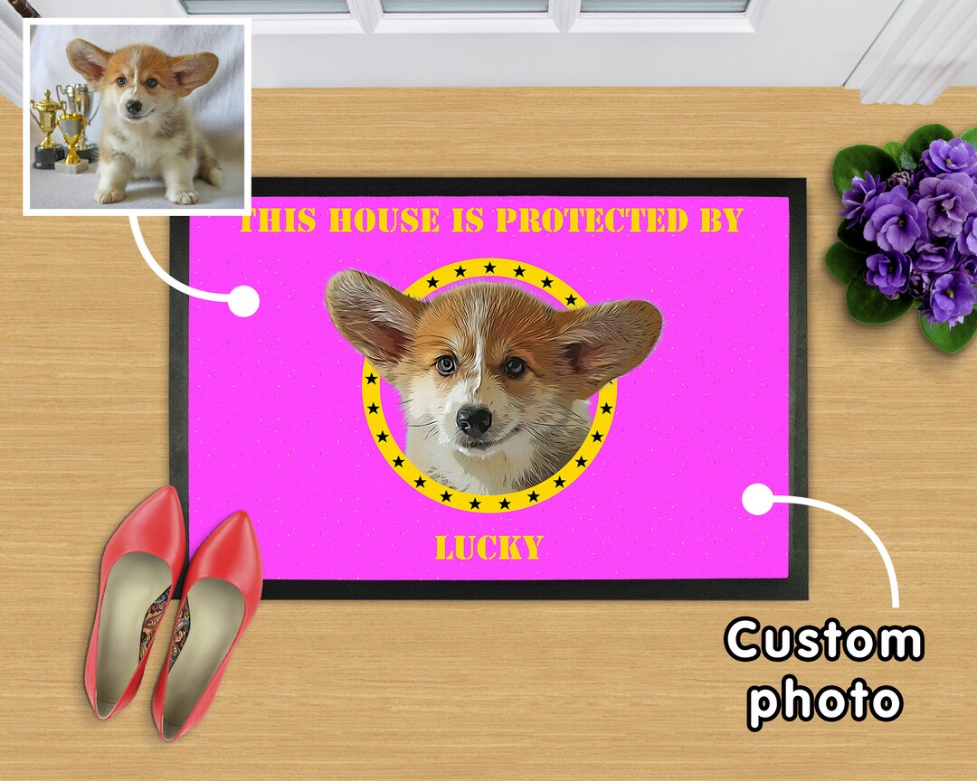 Protected by Doormat, Custom Doormat, Personalized Doormat, Dog Doormat