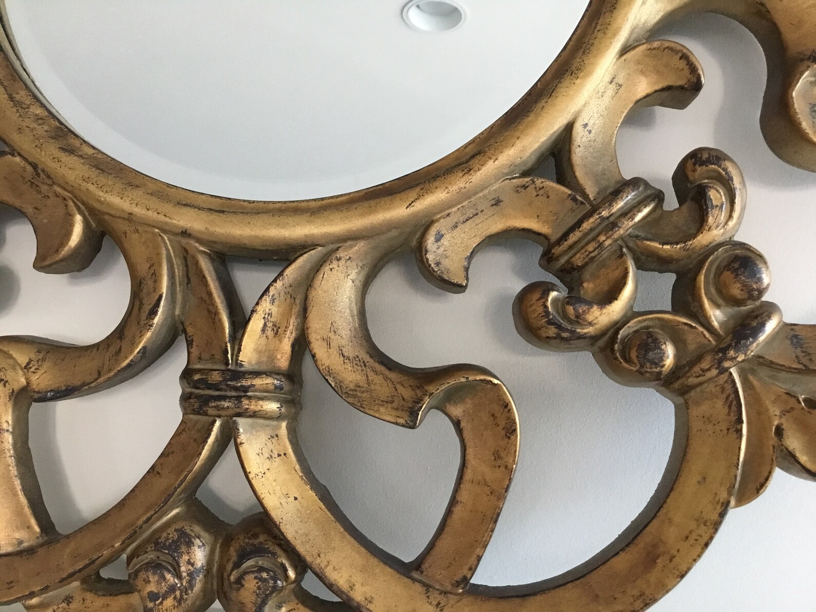 Round Gold mirror with open swirl cutouts Etsy