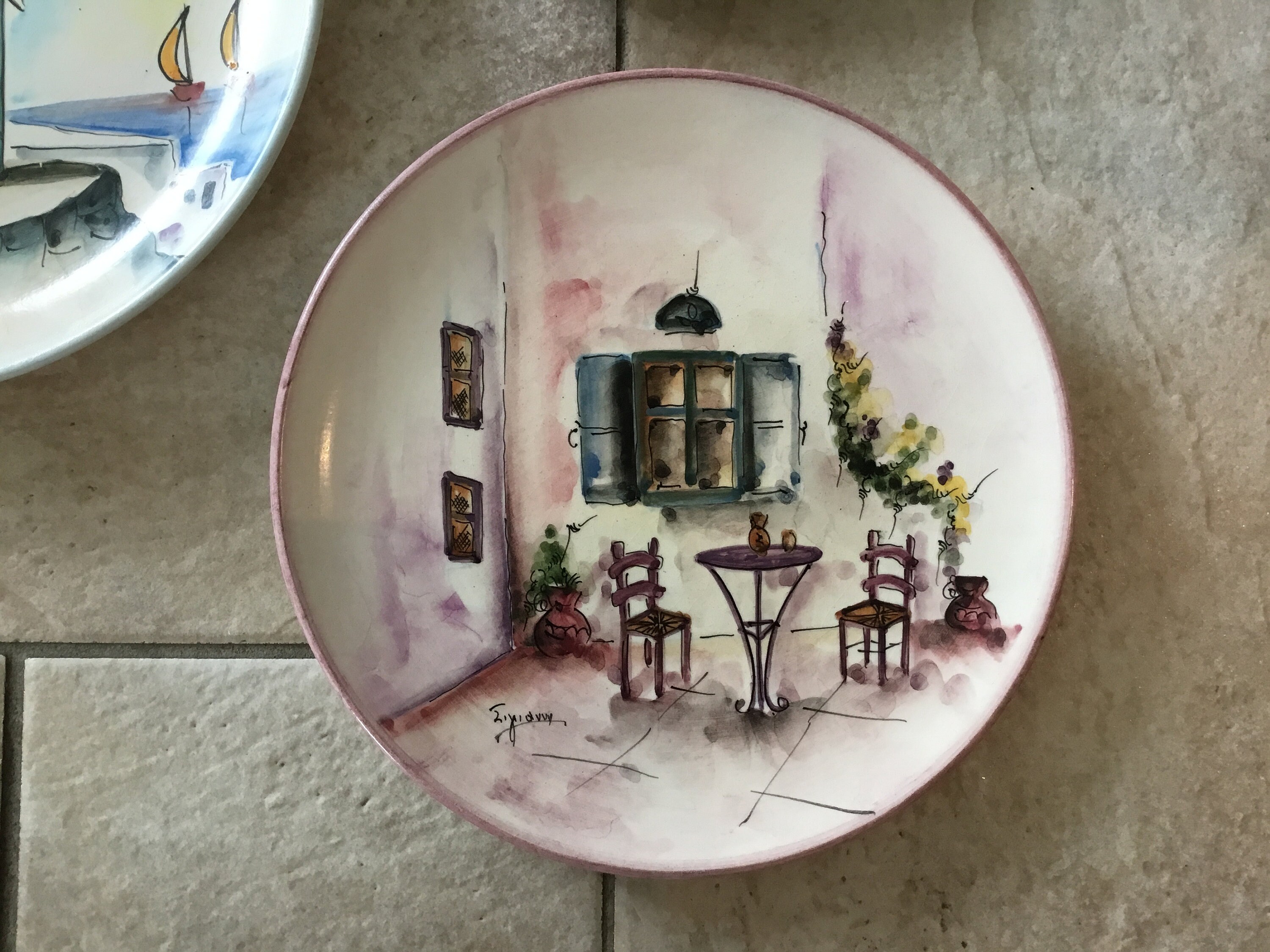 3 Vintage handpainted plates from Greece Etsy