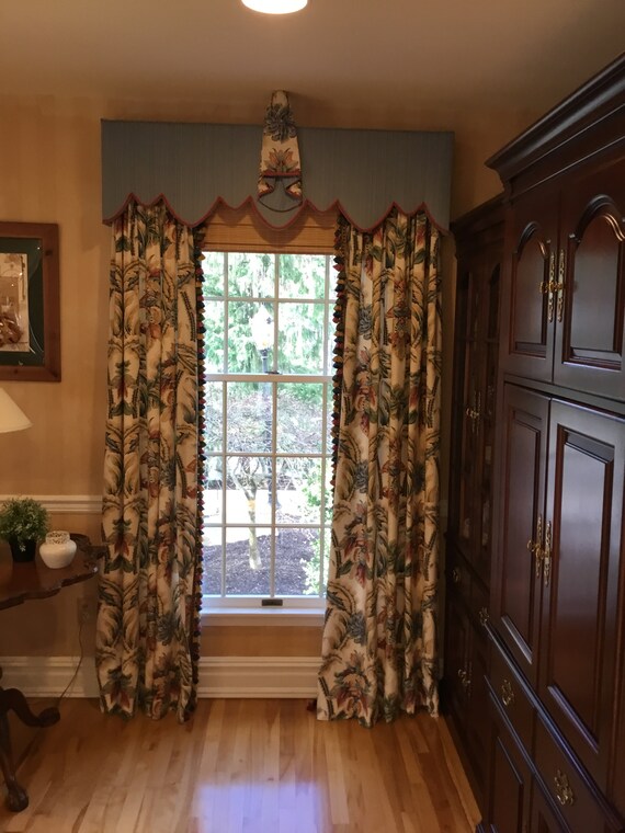 Designer Fabric Custom Window Treatments With Fabric Cornice Etsy