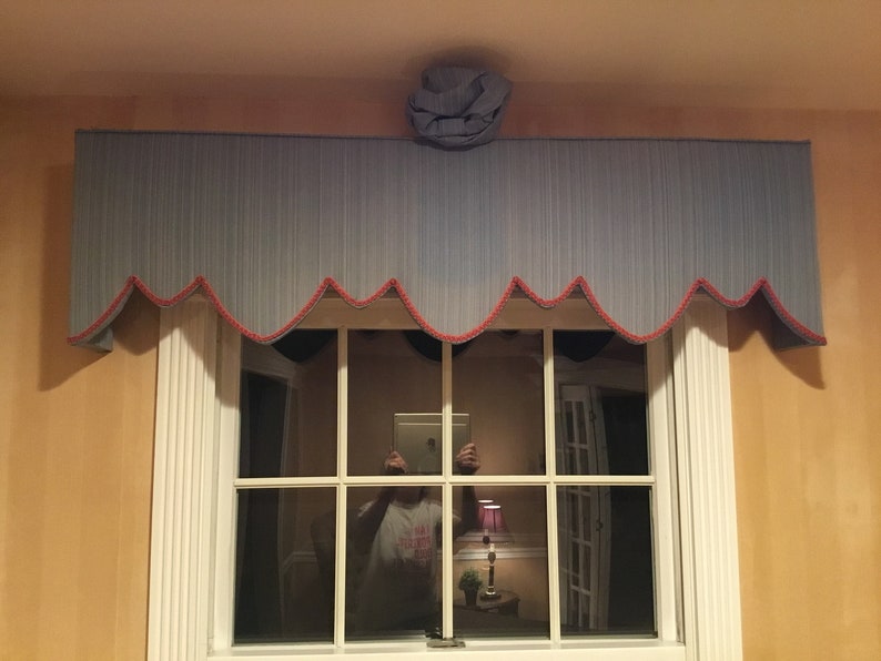 Scalloped Cornice With Strie Fabric And Welting Trim Etsy