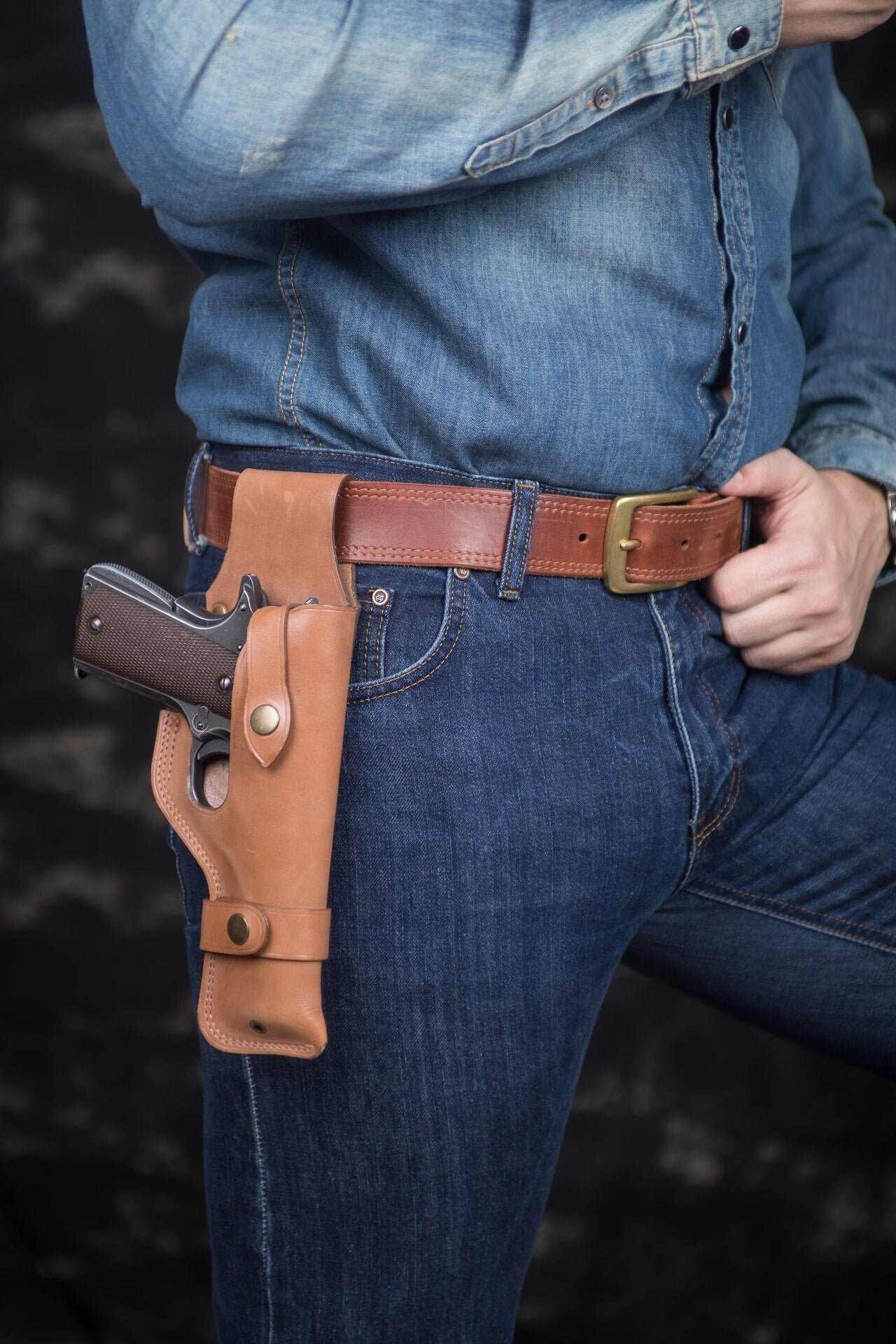 Colt 1911 Leather Holster Unique Design Retro Style Etsy