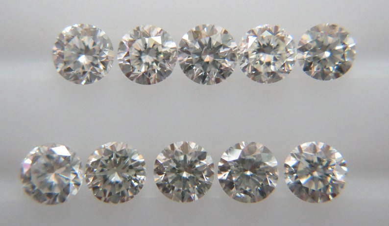 1.5mm 10pc SI Clarity H Color Natural Loose Diamond Lot Brilliant Cut Non-treated