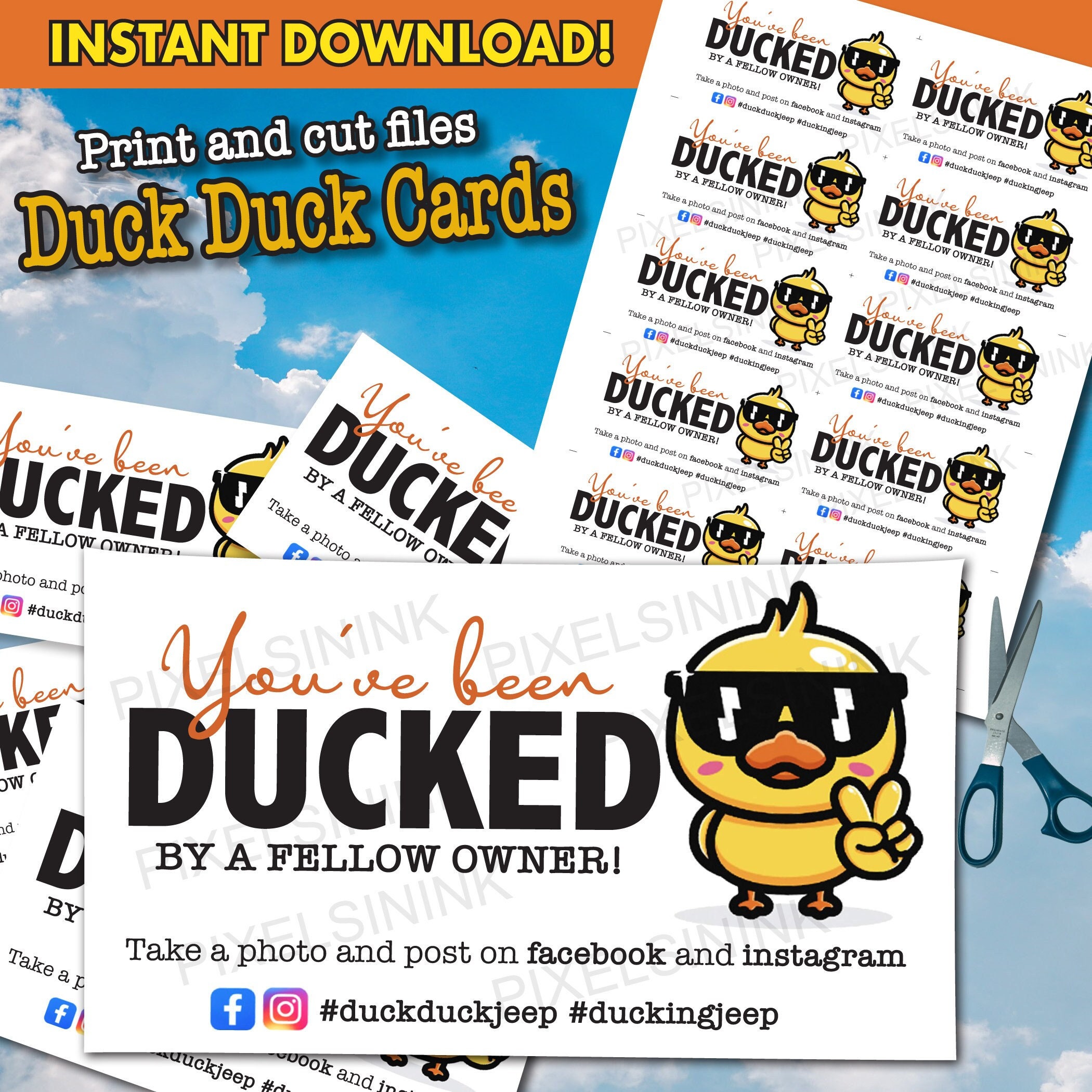 Youve Been Ducked Tags Printable PDF Download Duck Duck Tags 4x4