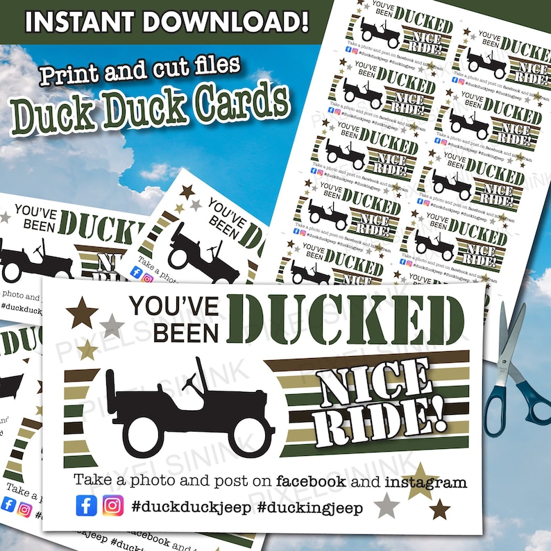 Youve Been Ducked Tags Printable PDF Download Duck Duck Tags 4x4