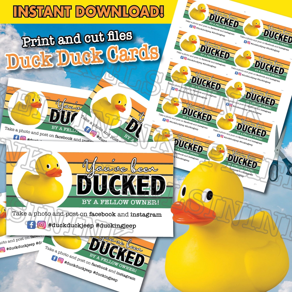 Youve Been Ducked Tags Instant Printable PDF Duck Duck Etsy