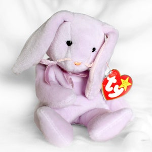 Floppity Beanie Baby Suface Wash ORIGIINAL Tag Errors Purple Bunny Rabbit Beanie Baby Ty Beanie Baby Rare Vintage Plushie Toy Stuffed Animal