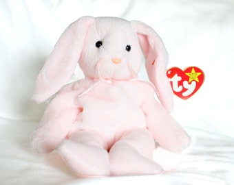 Coelho de Páscoa de Pelúcia Vintage dos Anos 90, Brinquedo Nostálgico Hoppity Beanie Baby, Erros na Etiqueta, Coelho Ty Beanie Baby, Bicho de Pelúcia