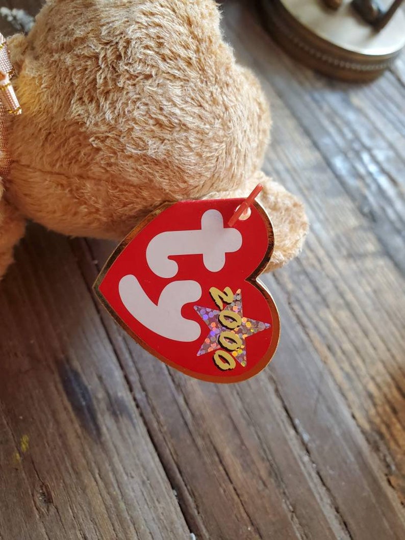Vintage Teddy Bär Sammlerstück Mütze Cashew Bär Nostalgische Spielzeug Bär Mütze Babys 90er Jahre Pop Kultur Weihnachtsstrumpf Stuffer Bild 4