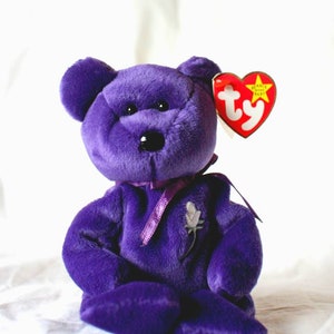 Princess Diana Beanie Baby Rare with Errors on Hang Tag Vintage Plushies Stuffed Animals Princess Diana Bear Beanie Plushie Beanie Baby Toy
