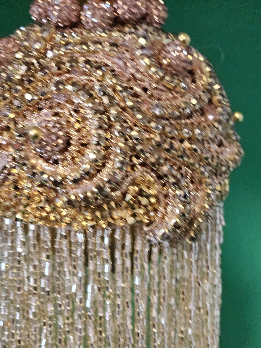 Golden Rhinestones Trace the Pattern of the Gold Lace Beneath on This ...