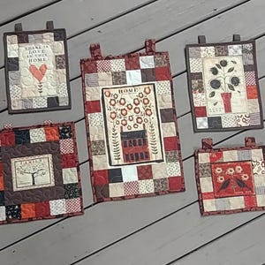 Handmade Patchwork Mini Quilt Wall Hanging: Rustic Autumn Decor