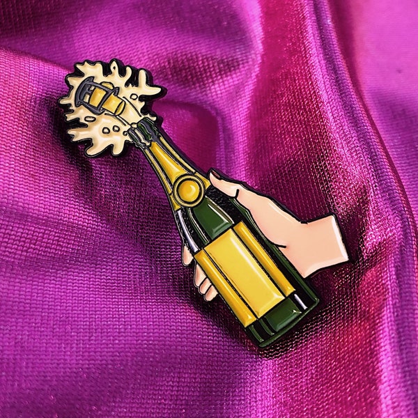 Épingle en émail - Champagne Pin - Champagne Pin Badge - Champagne Glass Pin - Épingles décoratives