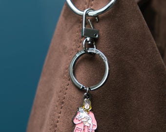 Grandma Keychain/Bag Charm - Grandma with Cat Keyring - Old Cat Lady Charm - Cat Person Pendant - Ailurophile Gift - Quirky Cat Mom Dad Gift