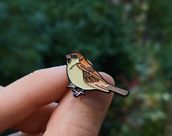 Sparrow Pin - Bird Lover Pin - Cute Pin Badge - Nature Lover Pin