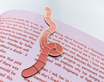 Metal Bookmark - Bookworm -  Cute Bookmark - Book Accessory - Book Lover Bookmark - Book Gift