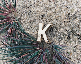 Golden Letter K Enamel Pin - Alphabet Lapel Pin - Gold Letter Pin - Initial Letter Pin - Personalized Gift - Font Pin