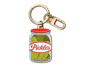 Pickle Jar Keychain/Bag Charm - Funny Kitchen Keyring - Foodie Accessory - Dill Pickle - Gift for Cucumber Lovers - Pekel - Brine - Gurken