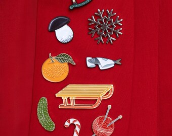 Mandarine Enamel Pin - Orange Citrus Brooch - Juicy Fresh Fruit Badge - Satsumas Tangerine Pin - Clementines Pin - Minimal Food Accessory