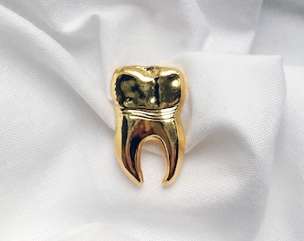 Enamel Pin - Golden Tooth Pin - Dental Lapel Pin - Dentist Gift - Dental Assistant Pin