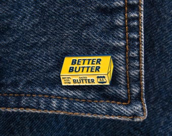 Butter Enamel Pin - Cute Butter Stick Pin Badge - Kawaii Food Lapel Pin - Funny Kitchen Accessory - Foodie Lover Gift