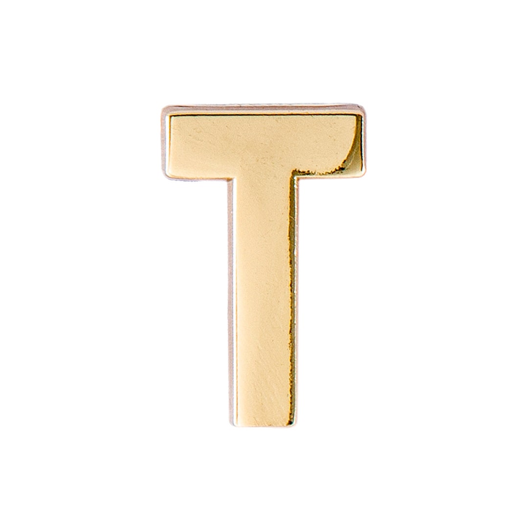 Golden Letter T Enamel Pin Alphabet Lapel Pin Gold Letter Pin Initial