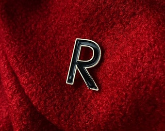 Letter R Enamel Pin - Letter R Lapel Pin -  Initial Letter Patch - Alphabet Badge - A-Z Enamel Pins  - Font Pin