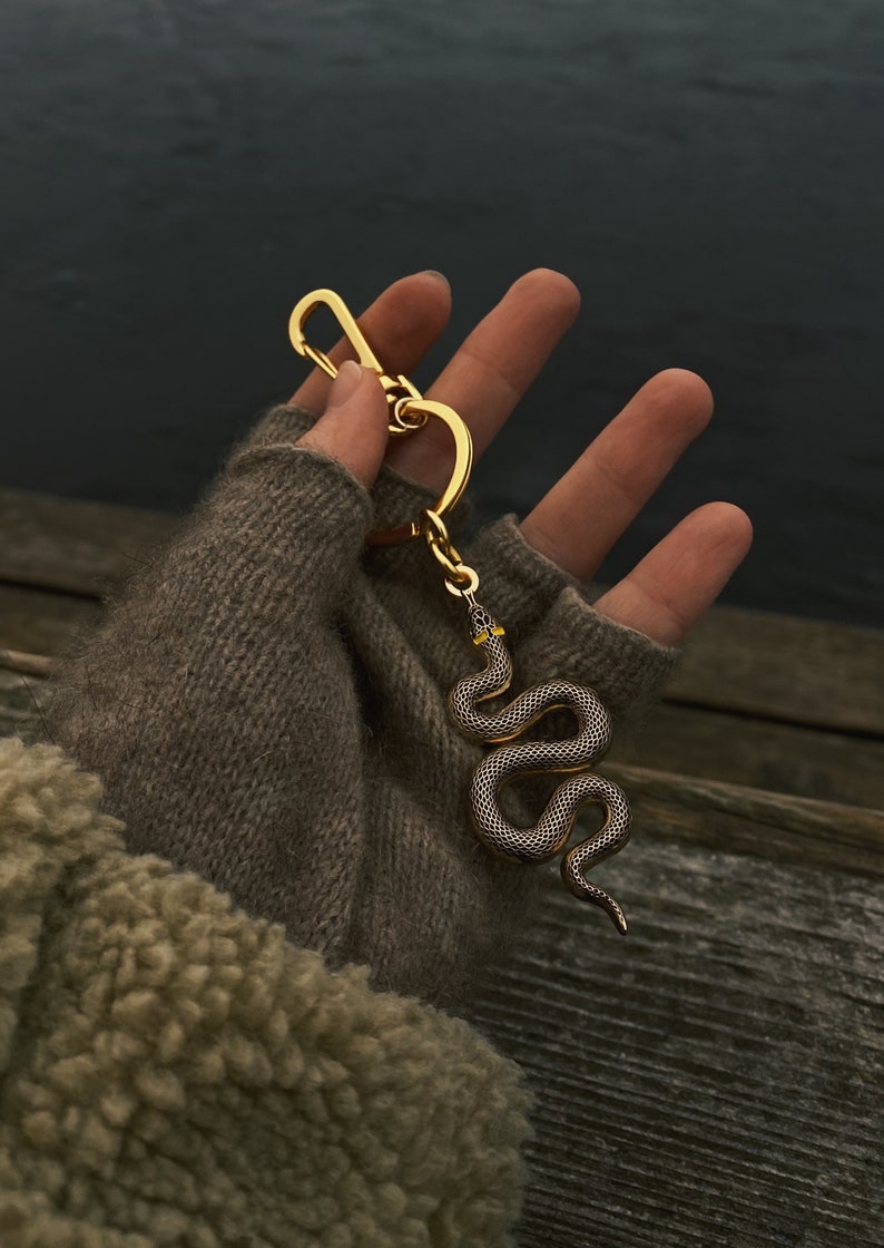 Golden Snake Keychain and Pin Set Enamel Keychain and Pin - Etsy