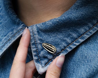 Sunflower Seed Enamel Pin - Cute Seed Pin Badge - Botanical Lapel Pin - Nature Inspired Accessory - Plant Lover Gift - Foodie Pin