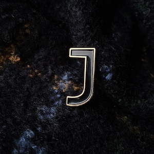 Letter Pin - Black Letter J Lapel Pin -  Initial Letter Patch - Alphabet Badge - A-Z Enamel Pin  - Font Pin