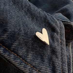 Heart Pin - Little Silver Heart Pin - Enamel Pin - Tiny Heart Lapel Pin - Love Pin - Cute Pin
