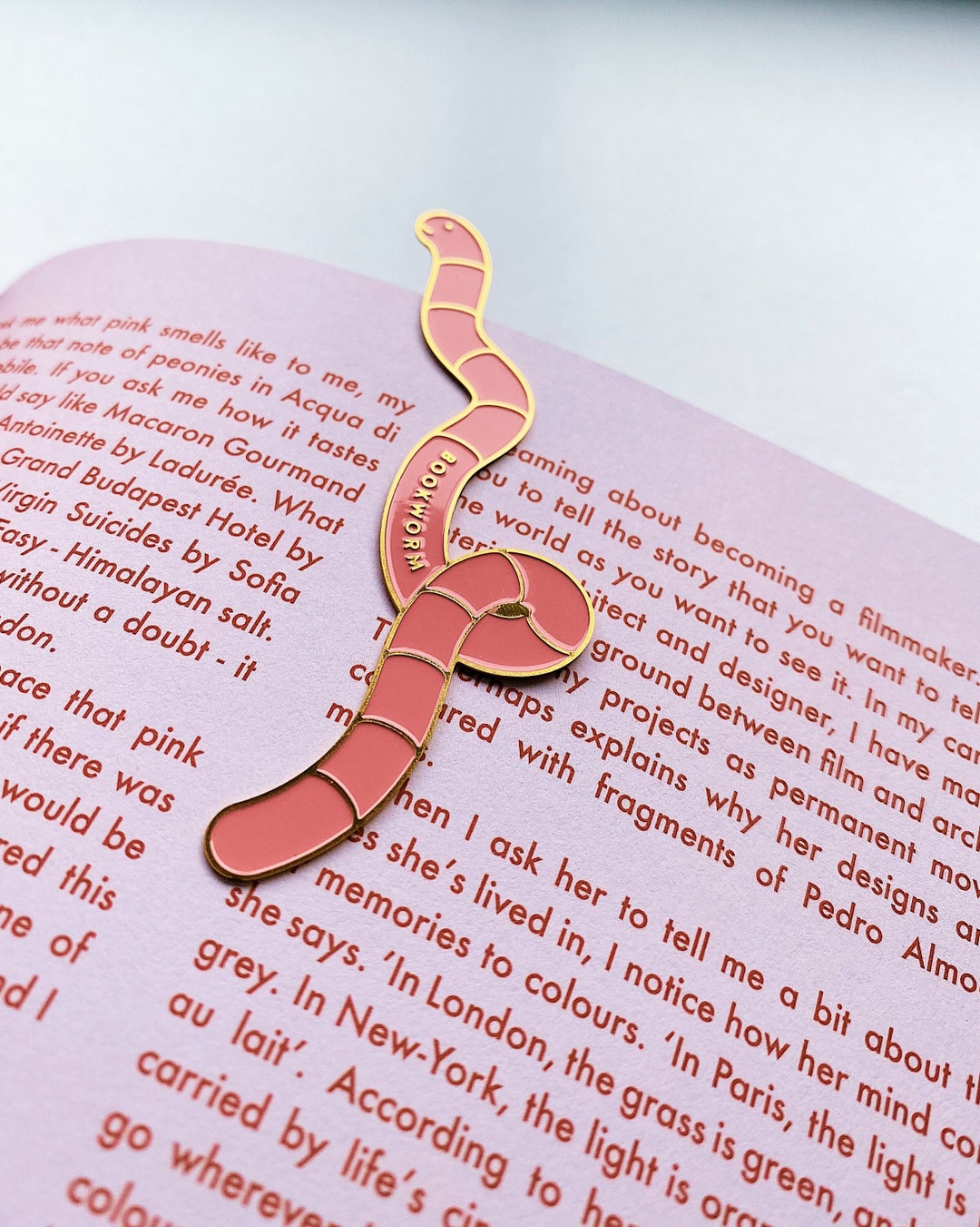 Enamel Bookmark Bookworm Cute Bookmark Book Accessory Book Lover