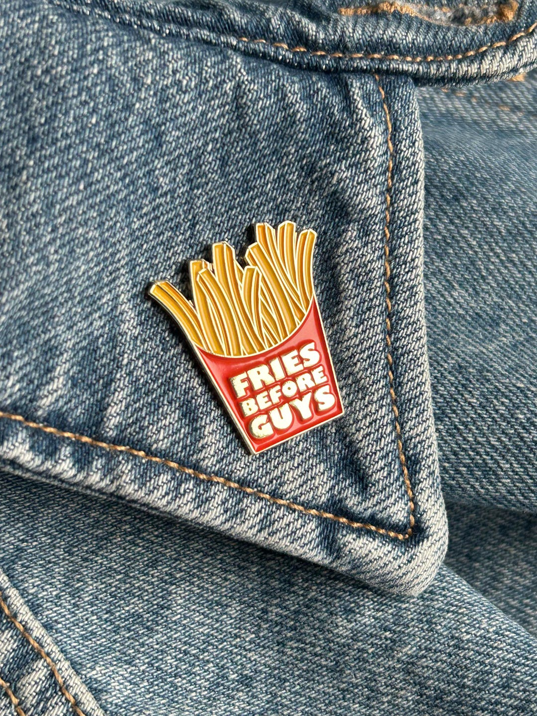 French Fries Enamel Pin - Fries Before Guys Pin Badge - Frites Brooch ...