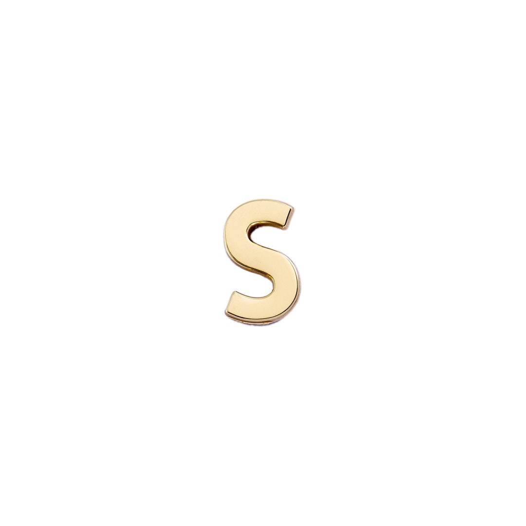 Golden Letter S Enamel Pin Alphabet Lapel Pin Gold Letter Etsy
