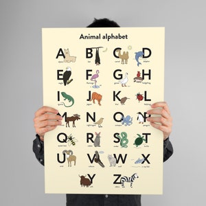 Póster del alfabeto de animales - Póster ABC - Póster educativo para niños - Descarga instantánea