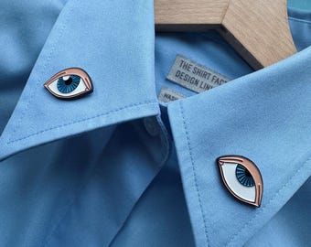2 Enamel Pins Rolling Eyes Set - Rolling Blue Eyes Pin - Double Pins  Set - Eye Badge - Blue Asymetrical Eyes Pins - Rolling Eyeball Pins *