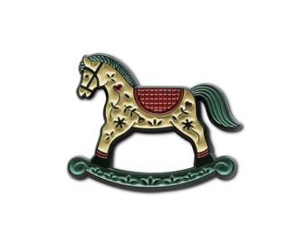 Rocking Horse Enamel Pin - Vintage Horse Toy Brooch - Hobbyhorse Badge - Whimsical Childhood Memory Keepsake Pin - Nostalgic Wooden Horse